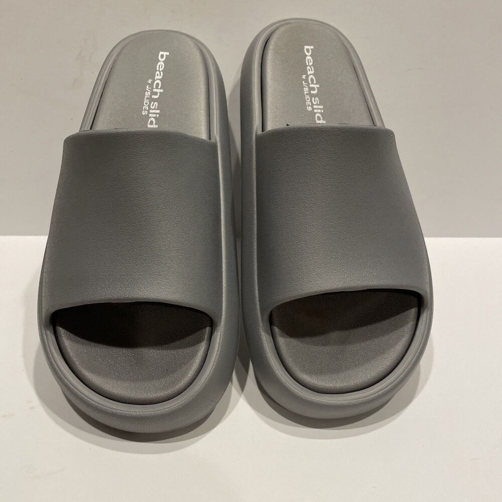 J Slides NYC Beach Slides Squish EVA Gray Sandals Size 10M NIB